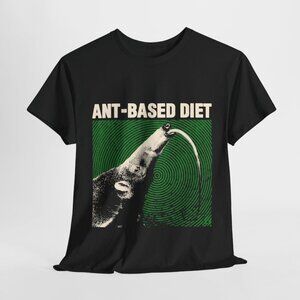 Ant-Based Diet Funny Anteater T-Shirt | Vintage Graphic Humor Tee | Black Unisex